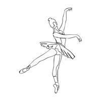 Continuous Line Art Drawing. Ballet Dancer ballerina. Illustration silhouette of a dancer vector