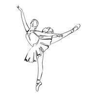 continuo línea Arte dibujo. ballet bailarín bailarina. ilustración silueta de un bailarín vector