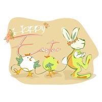 Happy Easter greeting card in pastel colors vector