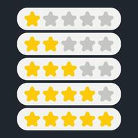 Five-star customer product rating review for apps and websites, Five stars icon vector