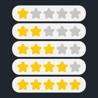 Five-star customer product rating review for apps and websites, Five stars icon vector