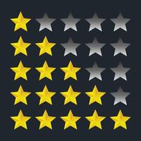 Five-star customer product rating review for apps and websites, Five stars icon vector