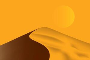 Desert landscape with a dune, sun and sandy. Desert dunes background. Abstract background with dramatic desert dunes and sunset. vector