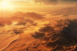 Sunrise Illuminating the Rugged Desert Terrain photo