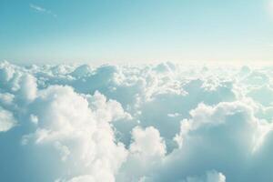 Aerial View of Fluffy White Clouds and Blue Sky photo