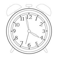 A table clock illustration in line art vector