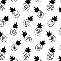 Black and white pineapples seamless pattern vector