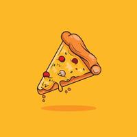 Ilustracion de rebanada sabroso Pizza , carne y queso toping vector