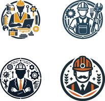 Array of dynamic civil engineer logos displayed against a pristine white background vector