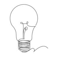 Continuous single one line drawing Lightbulb art vector