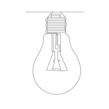Continuous single one line drawing Lightbulb art vector