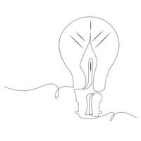 Continuous single one line drawing Lightbulb art vector