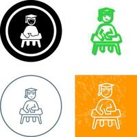 Unique Studying on Desk Icon Design vector