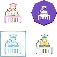 Unique Studying on Desk Icon Design vector