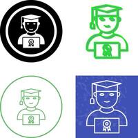 Unique Student Holding Degree Icon Design vector