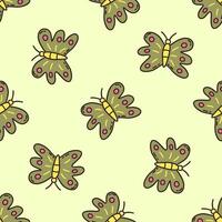 Seamless pattern with beautiful green butterflies. vector