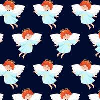 Flying angel in flat style. Pattern with a cute angel. Pattern for textile, wrapping paper, background. vector