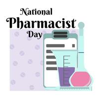National Pharmacist Day, design of a postcard or banner about professional activities vector