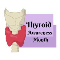 Thyroid Awareness Month, design of a postcard or banner about caring for the thyroid gland vector