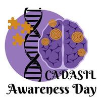 CADASIL Awareness Day, postcard or banner design about a rare neurological syndrome vector