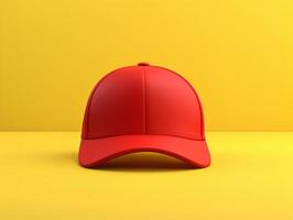 Red cap on yellow clean background photo