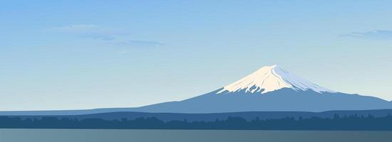 Panoramic day view of mount Fuji. vector