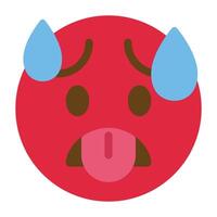 caliente cara emoji icono vector