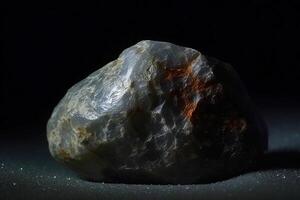 Mackinawite fossil mineral stone. Geological crystalline fossil. Dark background close-up. photo