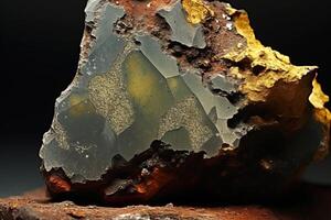 corkita fósil mineral Roca. geológico cristalino fósil. oscuro antecedentes de cerca. foto