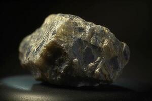 thomasclarkite-y fósil mineral Roca. geológico cristalino fósil. oscuro antecedentes de cerca. foto