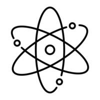 gráfico científico átomo icono. símbolo de ciencia, educación, nuclear física, científico investigación. para tu web sitio diseño, logo, aplicación vector