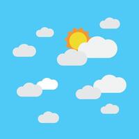 Cloudscape , blue sky with clouds and sun , paper art style vector