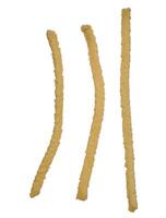 Raw wheat noodles on isolated background, top view. photo