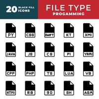 File type icon set. document files extension icons symbol. with a solid design. vector