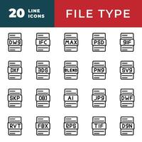 File type icons set. Files format extension data graphic design. document outline icon collection. vector