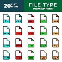 File type document icon set. extension files format icons. with a flat design. vector