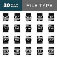 File format icons set. extension files solid icon. document icon. vector