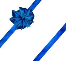 Blue bow for decoration on isolated background photo