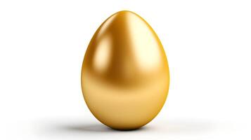 Golden eggs with copyspace on white background. Easter egg concept, Spring holiday photo