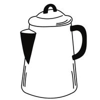 Kettle in doodle style. Hand draw electric coffee machine. Icon collection for menu, coffee shop. vector