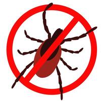 A sign stop the tick. A crossed-out warning sign about ticks.Tick insect. Illustration of a warning sign about ticks. vector
