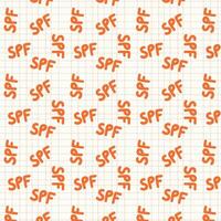 Seamless pattern with SPF. Flat Sun Protection Factor illustration for textile print, wrapping paper. vector