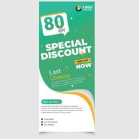 Discount roll up banner template design with special offer. flyer layout. vector