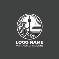 sencillo guerrero monocromo logo diseño vector