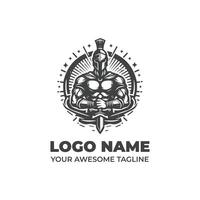 sencillo guerrero monocromo logo diseño vector
