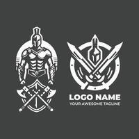 Simple Warrior Monochrome Logo Design vector