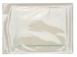 Plastic transparent bag with sterile medical compress on isolated background photo