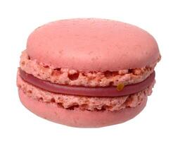 Raspberry macaron on isolated background photo