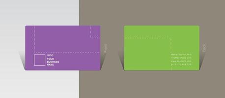 Minimal purple and green visit card design with dots vector