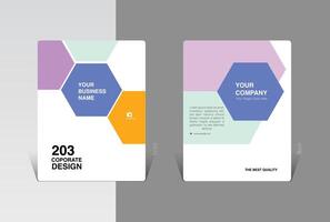 resumen folleto diseño con vistoso hexagonal formas vector